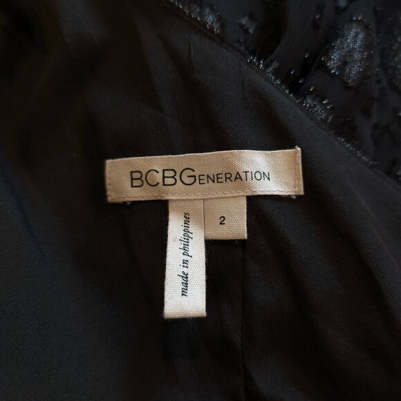 BCBGeneration Black Lurex Ruffle One Shoulder Cocktail Dress Size 2 - Picture 5 of 6